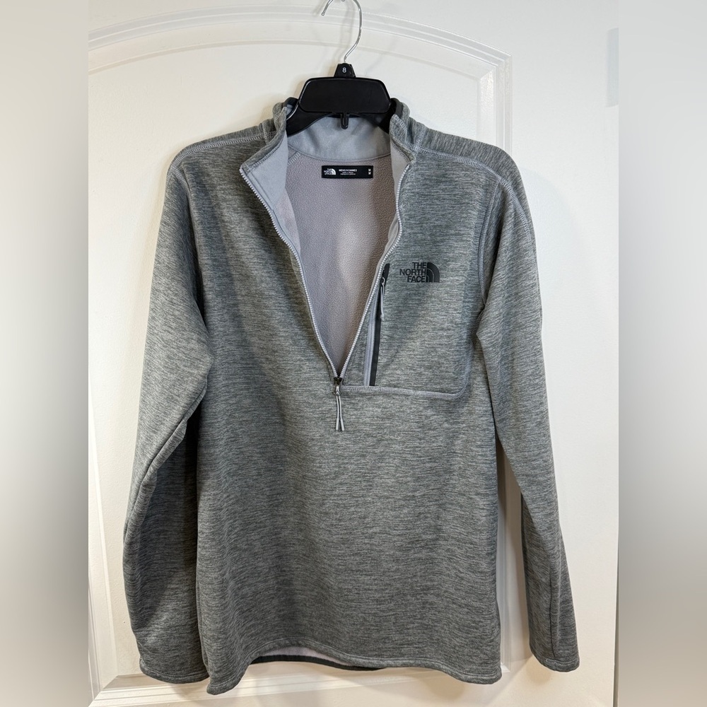 The North Face 1/4 Zip Fleece Pullover Mens M Gray Lightweight Jacket - Picture 3 of 12